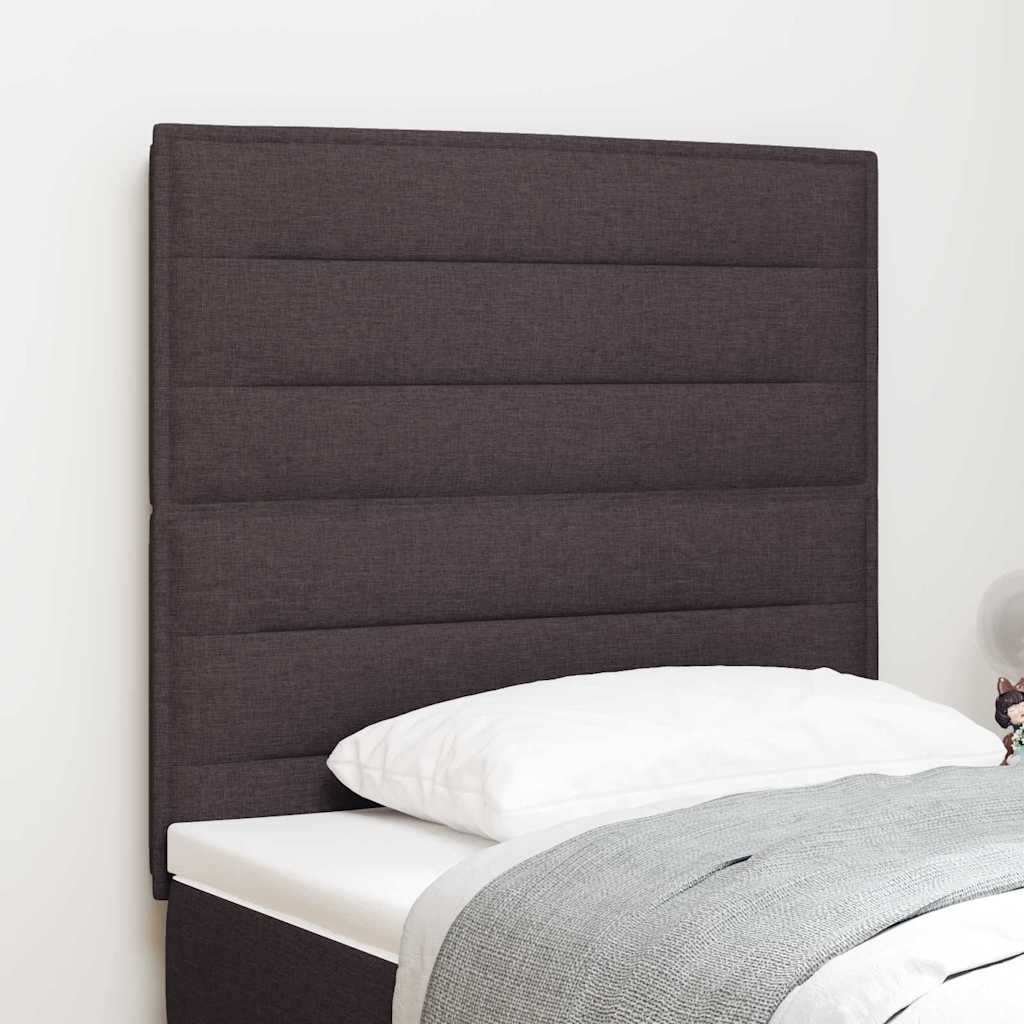 LED Headboard with LED Strip Lights Dark brown 100 cm Fabric